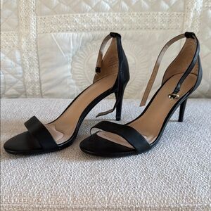Kelly & Katie Black Stiletto Heels with Ankle Strap